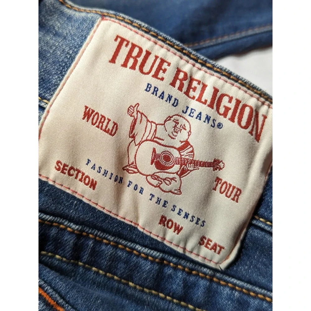True Religion Jeans Mens 44x30 Blue Denim Rocco Relaxed‎ Skinny Flex Comfort